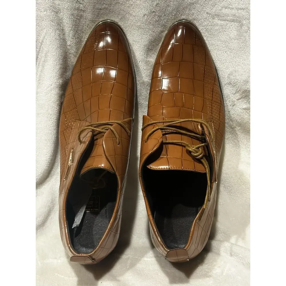 Men's formal shoes, checkered lace up Oxford shoes, formal occasions Sz 14 US